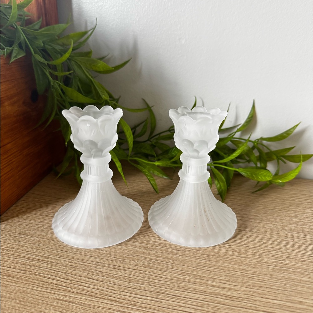 Elegant Satin Glass Candle Holders